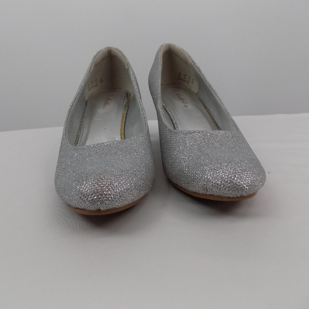 Ankis Silver Glitter Women Shoe Size 9.5 Slip On Wedge Heels Closed Toe - Picture 2 of 10